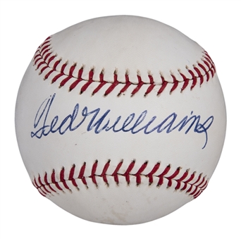 Ted Williams Single Signed OAL Brown Baseball (JSA)